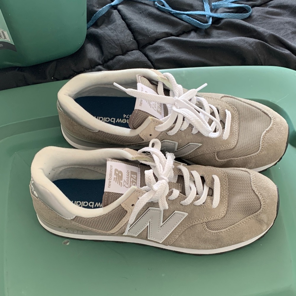 New Balance Beige and White Athletic Shoes